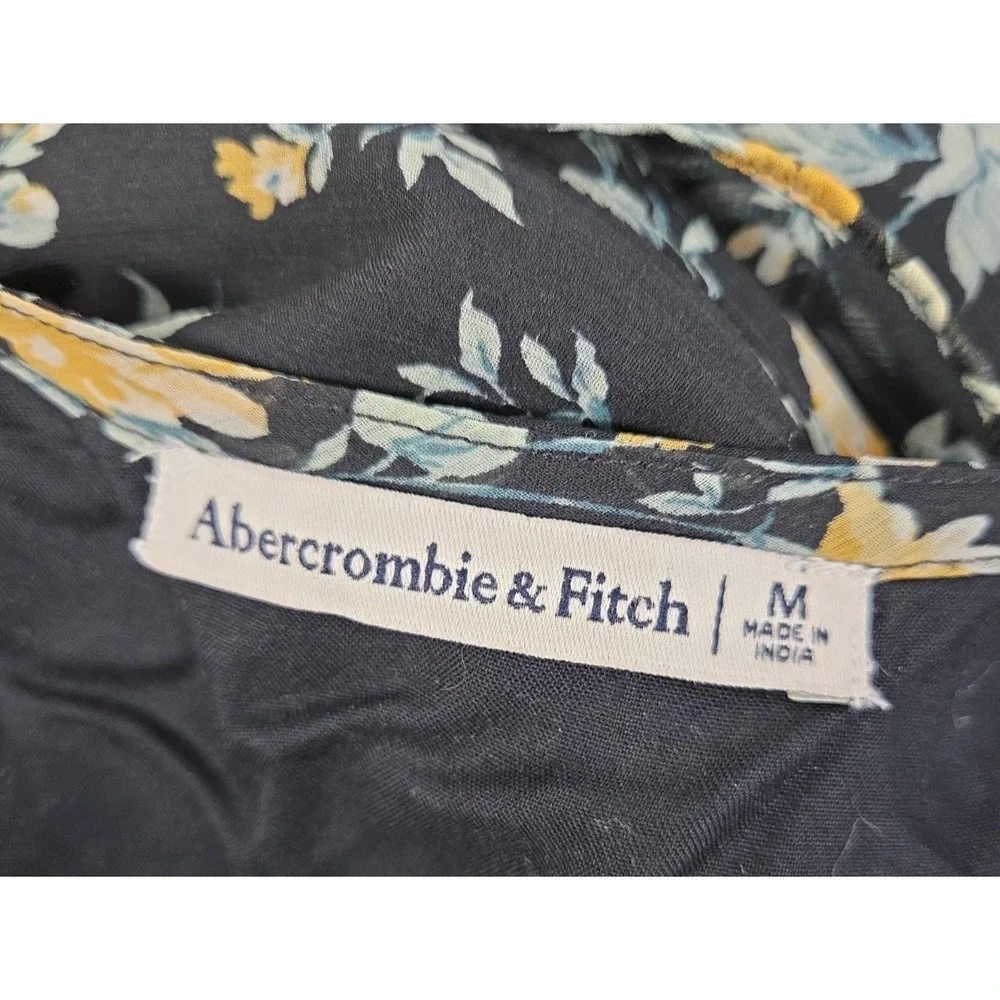 Abercrombie & Fitch M Black Floral High-Low Flare Maxi Dress Boho Whimsigoth Y2K